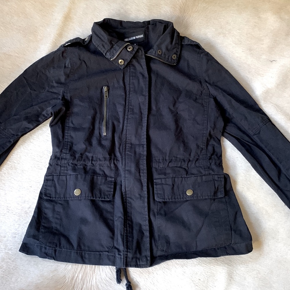 NAVY Blue Lightweight Military Style Stand Up Collar UTILITY JACKET